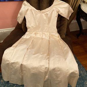 Custom Made Silk Satin Ivory White Wedding Dress